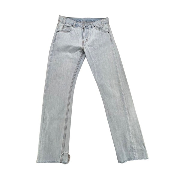 Levis Jeans Womens 26 Light Wash Straight Leg Raw Hem Orange Tab Denim Mid Rise - Picture 1 of 10